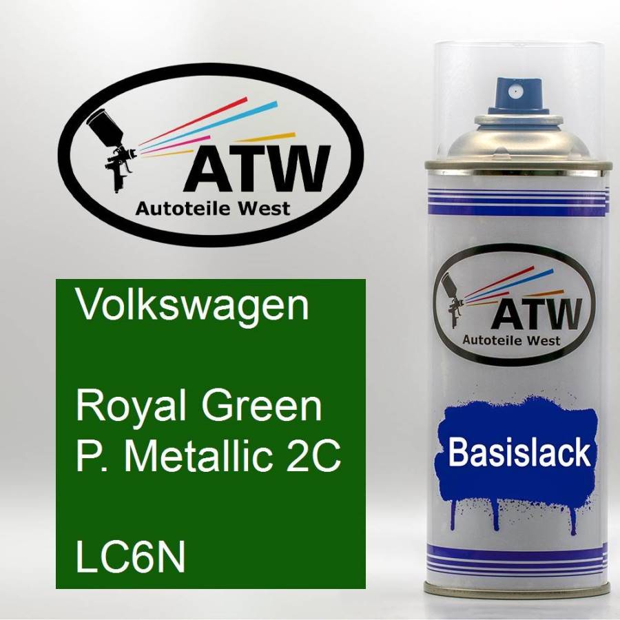 Volkswagen, Royal Green P. Metallic 2C, LC6N: 400ml Sprühdose, von ATW Autoteile West.